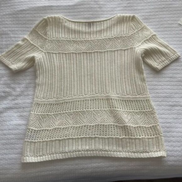 PL Talbots Cream Crochet Style Short-Sleeve Sweater - Picture 2 of 7